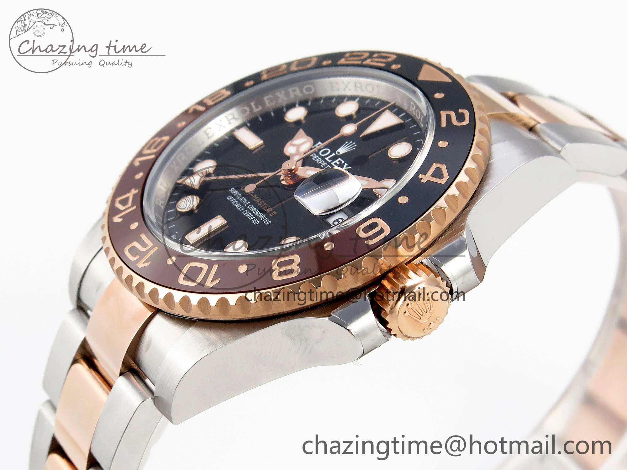 GMT-Master II 126711 CHNR Black Brown Ceramic Clean Factory Best Edition on SS RG Bracelet DD3285 CHS