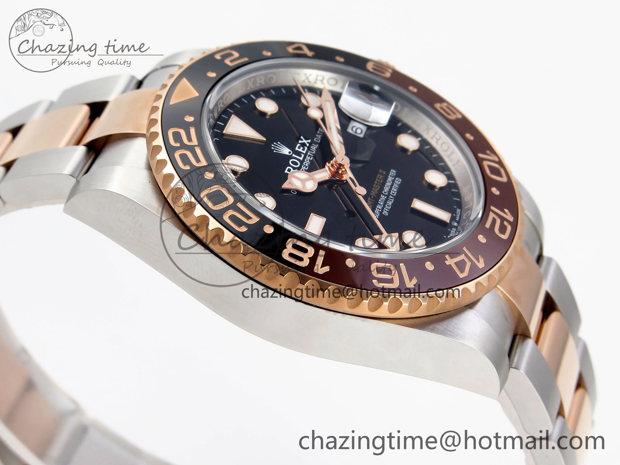 GMT-Master II 126711 CHNR Black Brown Ceramic Clean Factory Best Edition on SS RG Bracelet DD3285 CHS