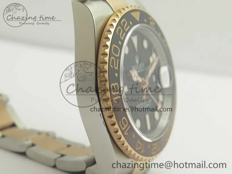 GMT-Master II 126711CHNR Black Brown Ceramic Bezel 904L SS RG GMF Best Edition Black Dial on 904L SS RG Bracelet A2836
