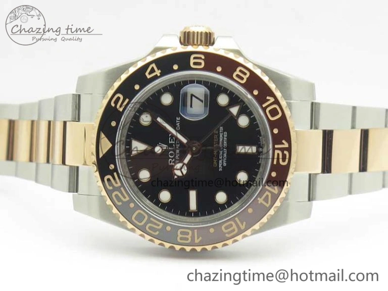 GMT-Master II 126711CHNR Black Brown Ceramic Bezel 904L SS RG GMF Best Edition Black Dial on 904L SS RG Bracelet A2836