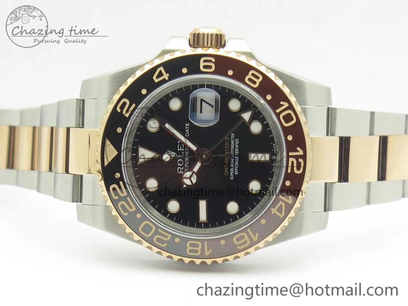 GMT-Master II 126711CHNR Black Brown Ceramic Bezel 904L SS RG GMF Best Edition Black Dial on 904L SS RG Bracelet A2836