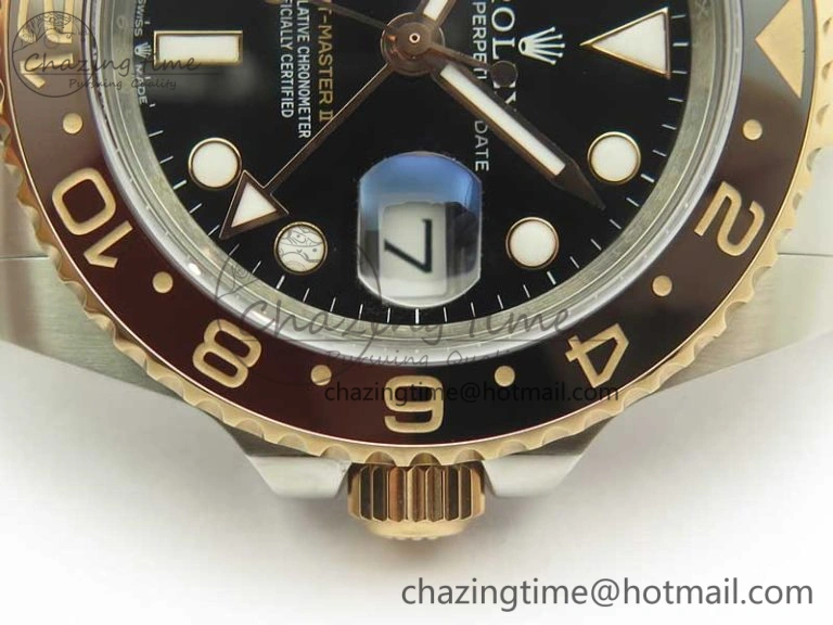 GMT-Master II 126711CHNR Black Brown Ceramic Bezel 904L SS RG GMF Best Edition Black Dial on 904L SS RG Bracelet A2836