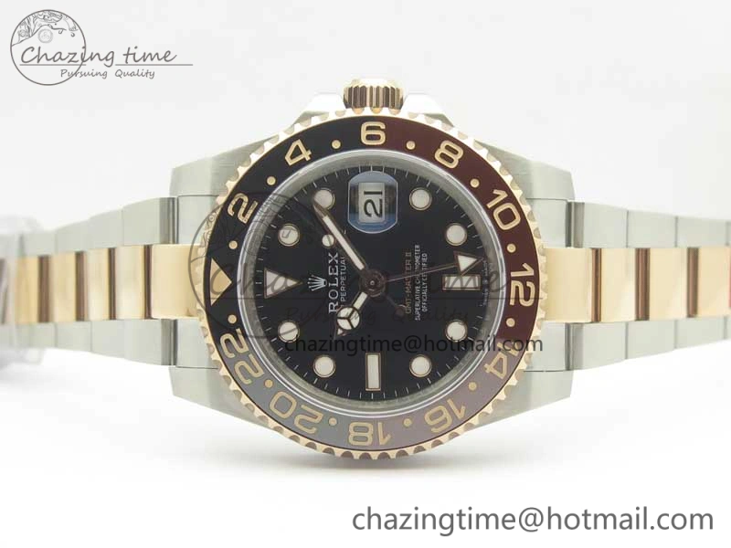 GMT-Master II 126711CHNR Black Brown Ceramic Bezel SS RG BP Best Edition Black Dial on SS RG Bracelet