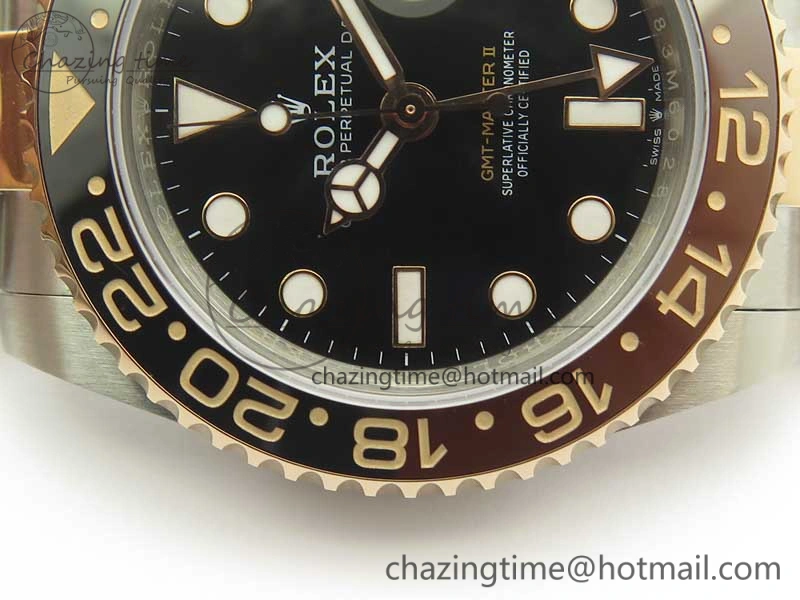 GMT-Master II 126711CHNR Black Brown Ceramic Bezel SS RG BP Best Edition Black Dial on SS RG Bracelet