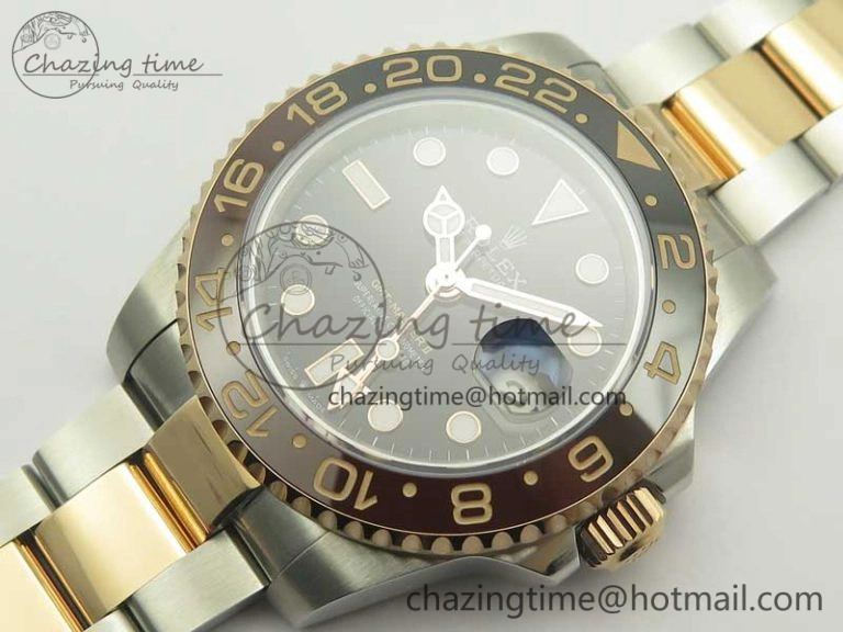 GMT-Master II 126711CHNR Black Brown Ceramic Bezel SS RG BP Best Edition Black Dial on SS RG Bracelet