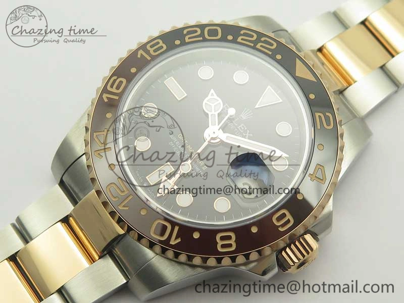 GMT-Master II 126711CHNR Black Brown Ceramic Bezel SS RG BP Best Edition Black Dial on SS RG Bracelet
