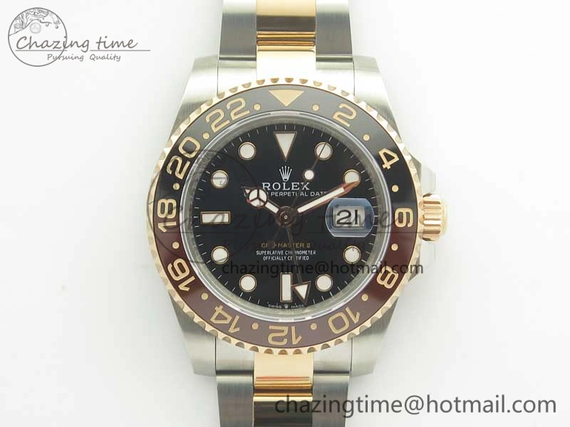 GMT-Master II 126711CHNR Black Brown Ceramic Bezel SS RG BP Best Edition Black Dial on SS RG Bracelet