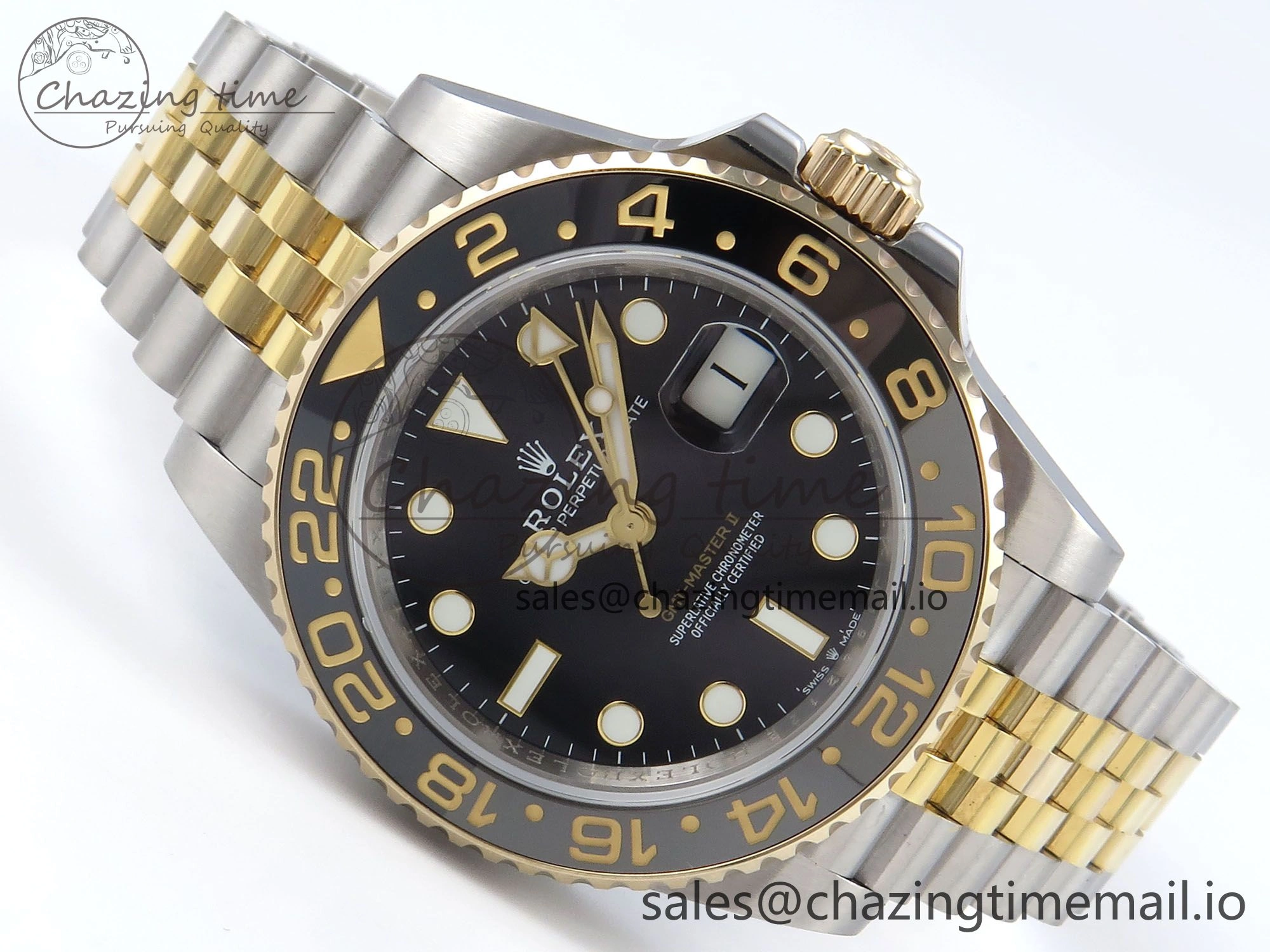 GMT-Master II 126713 GRGN 904L QF 1:1 Best Edition on SS YG Jubilee Bracelet SH3285 V10