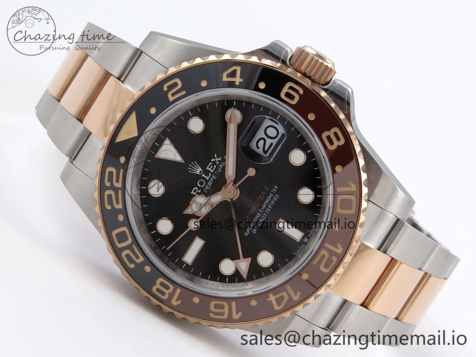GMT-Master II 126715 CHNR 904L QF 1:1 Best Edition on SS RG Bracelet SH3285 V6