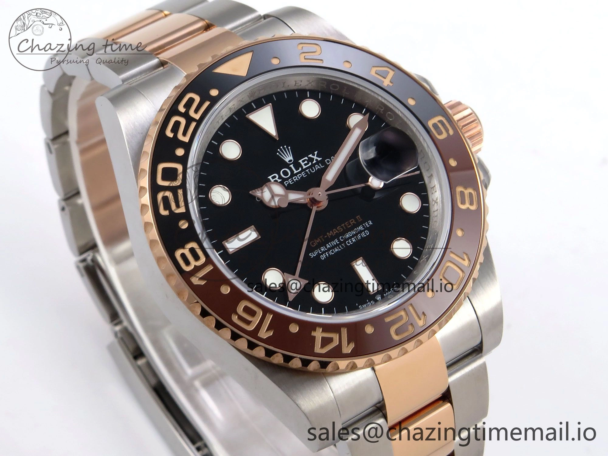 GMT-Master II 126715 CHNR 904L QF 1:1 Best Edition on SS RG Bracelet SH3285 V6