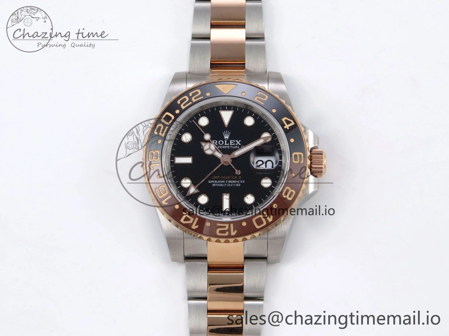 GMT-Master II 126715 CHNR 904L QF 1:1 Best Edition on SS RG Bracelet SH3285 V6