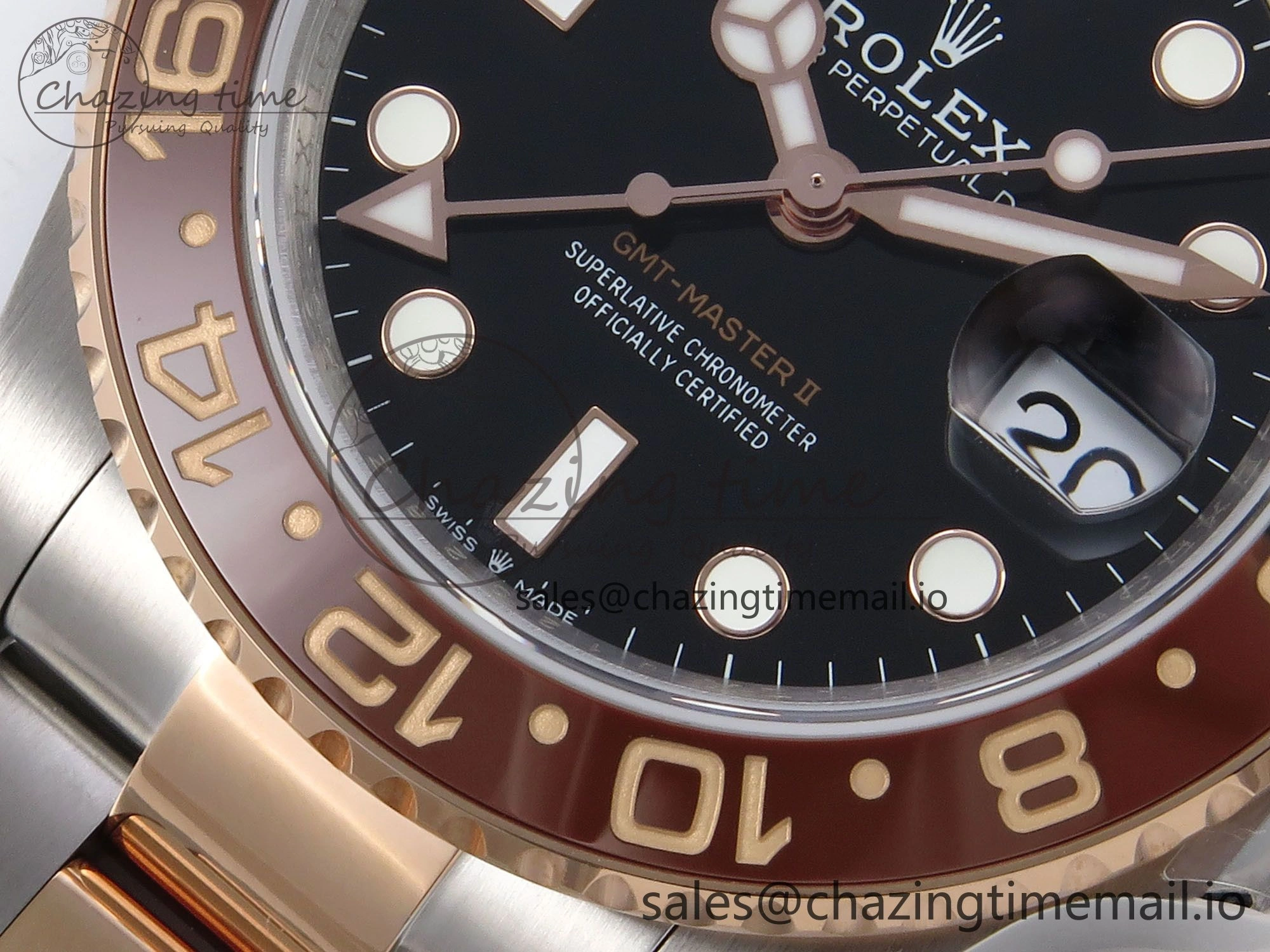 GMT-Master II 126715 CHNR 904L QF 1:1 Best Edition on SS RG Bracelet SH3285 V6