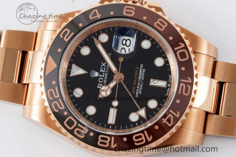 GMT Master II 126715 CHNR 904L SS APF 1:1 Best Edition on RG Bracelet VR3285 CHS