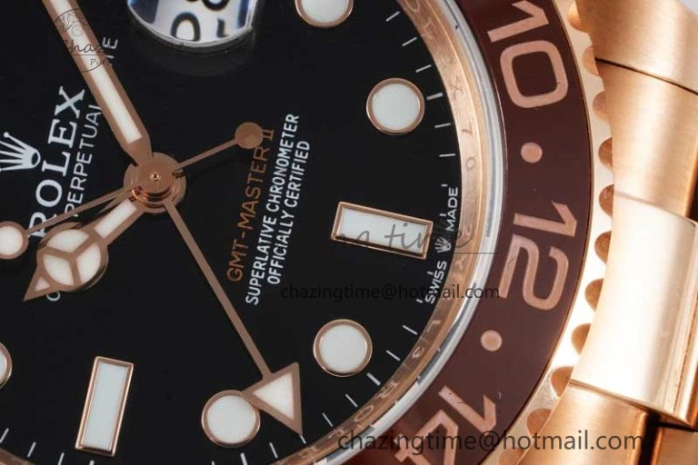 GMT Master II 126715 CHNR 904L SS APF 1:1 Best Edition on RG Bracelet VR3285 CHS