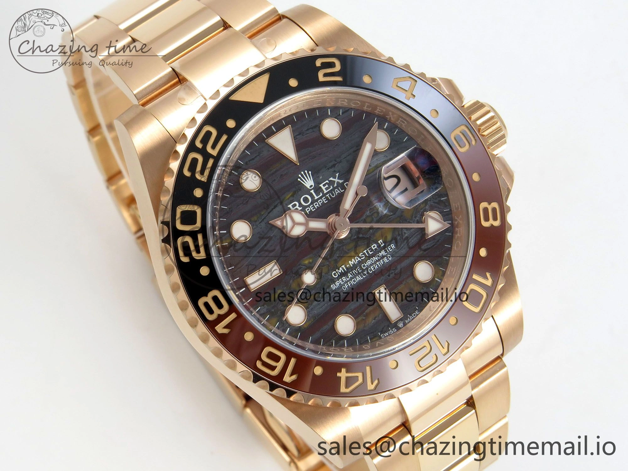 GMT Master II 126715 CHNR ARF Best Edition Tiger Iron Dial on RG Oyster Bracelet VR3285 CHS