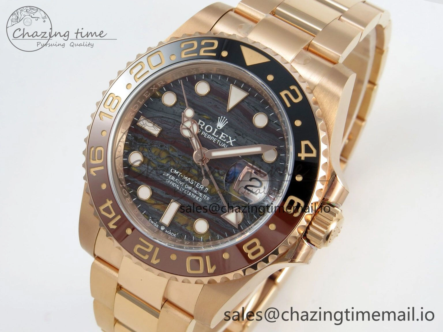 GMT Master II 126715 CHNR ARF Best Edition Tiger Iron Dial on RG Oyster Bracelet VR3285 CHS