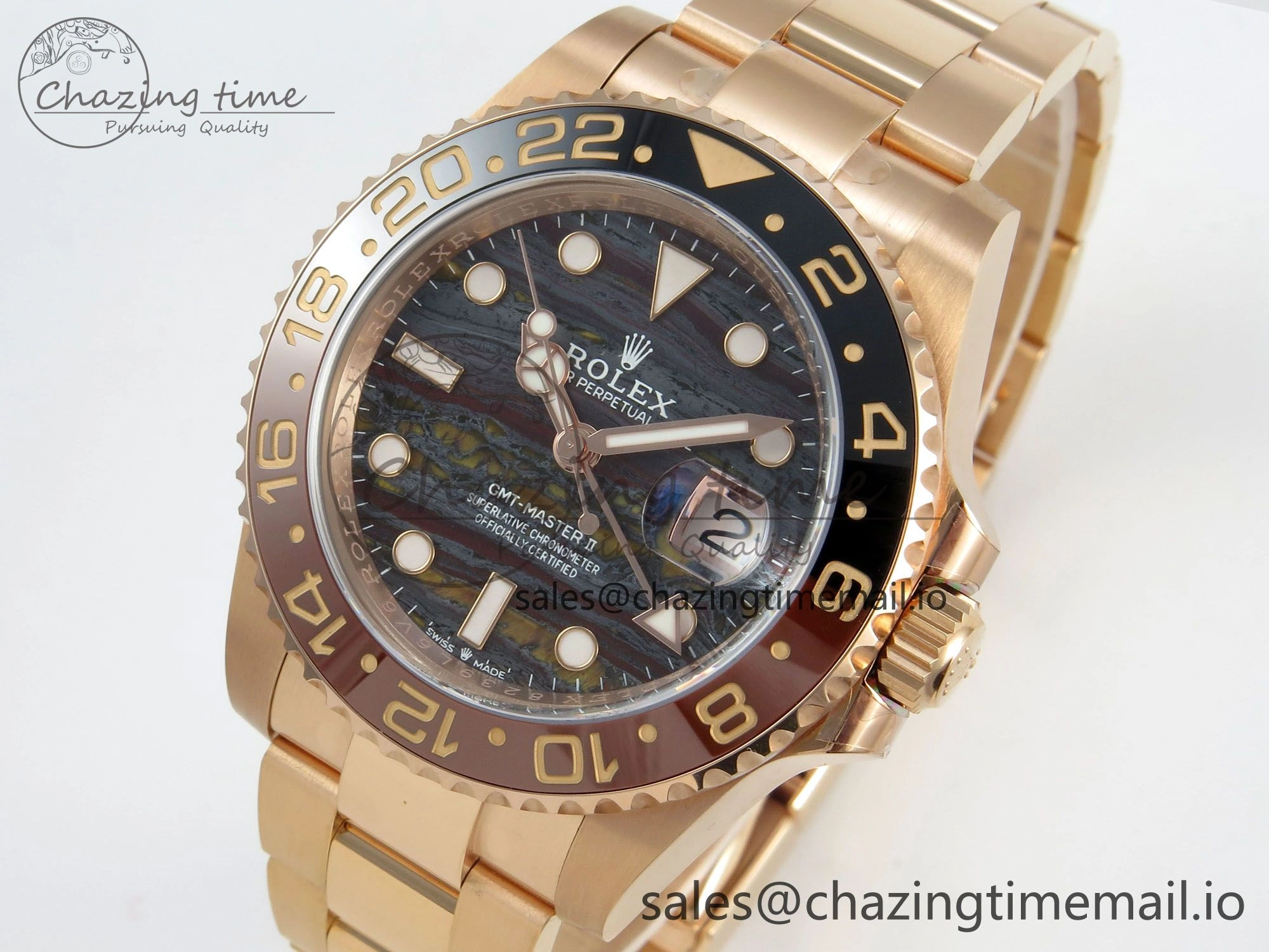 GMT Master II 126715 CHNR ARF Best Edition Tiger Iron Dial on RG Oyster Bracelet VR3285 CHS