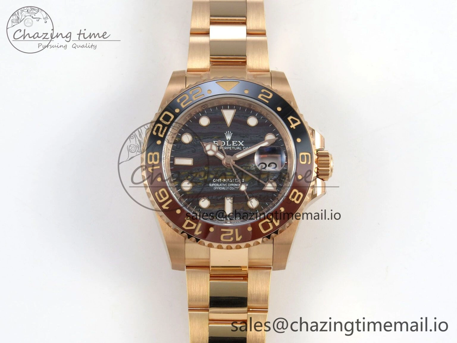 GMT Master II 126715 CHNR ARF Best Edition Tiger Iron Dial on RG Oyster Bracelet VR3285 CHS