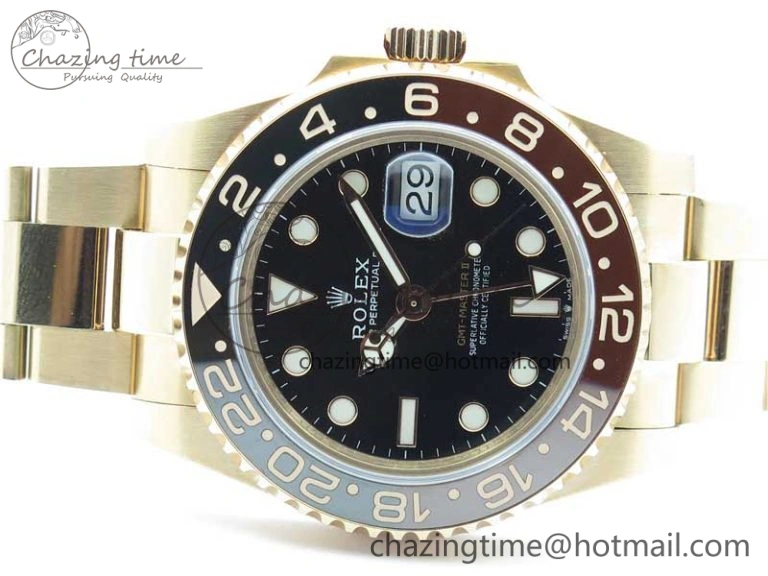 GMT Master II 126715 CHNR Black Brown Ceramic 316L Steel GMF 1:1 Best Edition Black Dial on RG Bracelet A3285