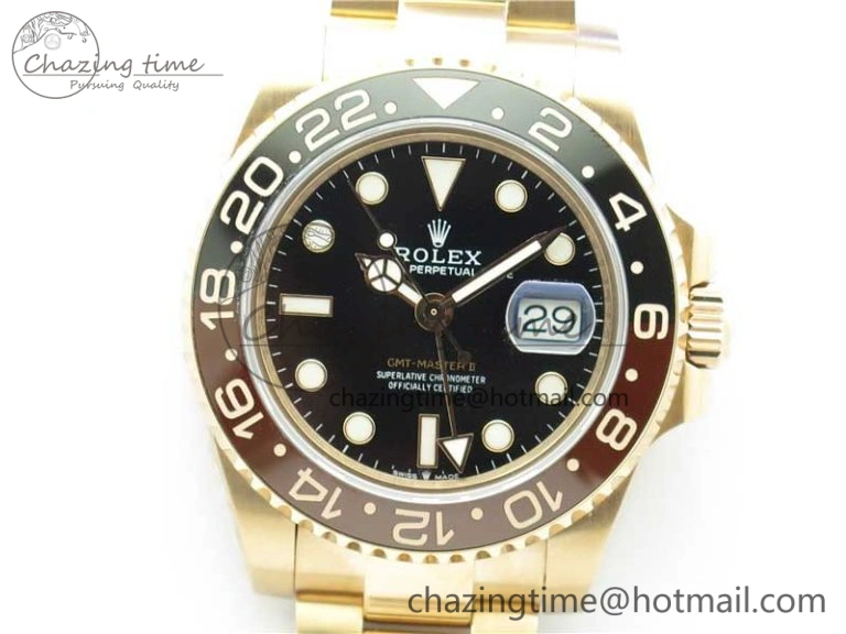 GMT Master II 126715 CHNR Black Brown Ceramic 316L Steel GMF 1:1 Best Edition Black Dial on RG Bracelet A3285