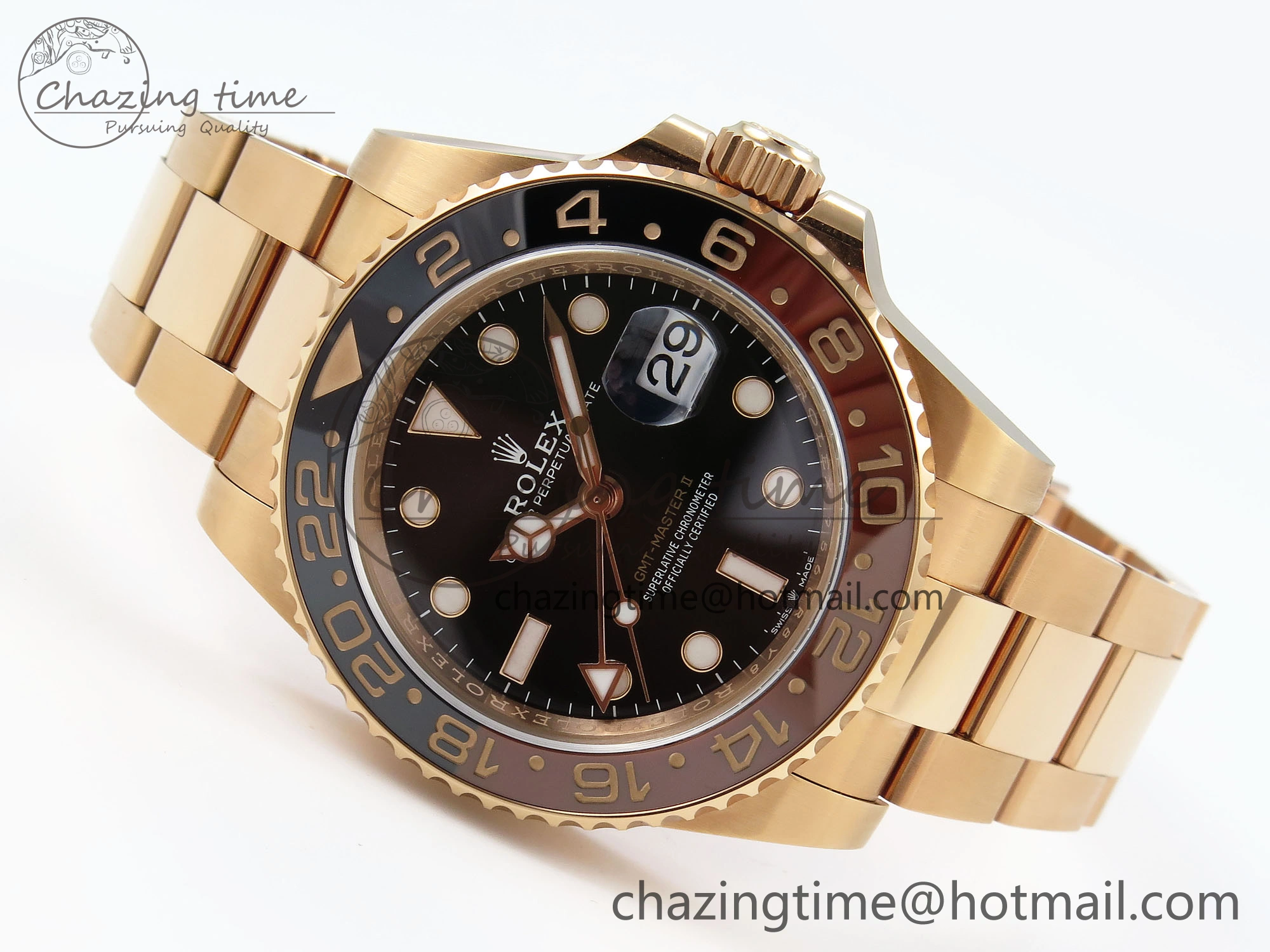 GMT-Master II 126715 CHNR Black Brown Ceramic Clean Factory 1:1 Best Edition on RG Bracelet DD3285