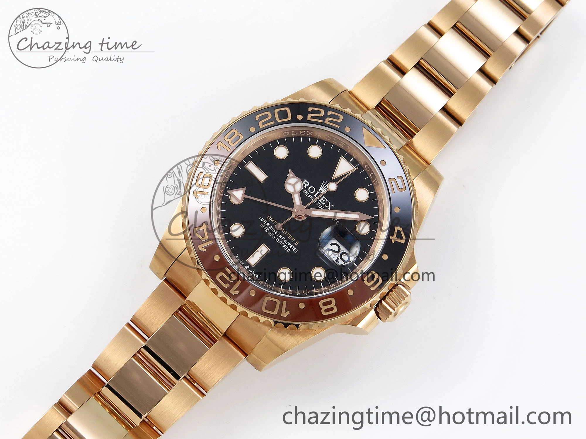GMT-Master II 126715 CHNR Black Brown Ceramic Clean Factory 1:1 Best Edition on RG Bracelet DD3285