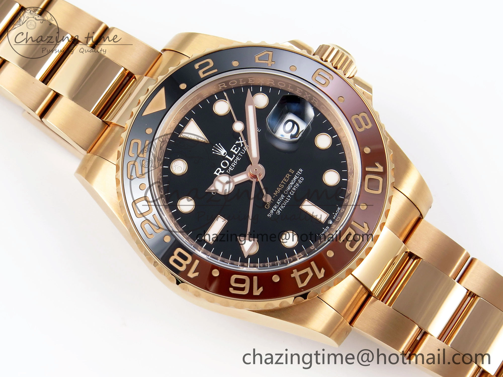 GMT-Master II 126715 CHNR Black Brown Ceramic Clean Factory 1:1 Best Edition on RG Bracelet DD3285