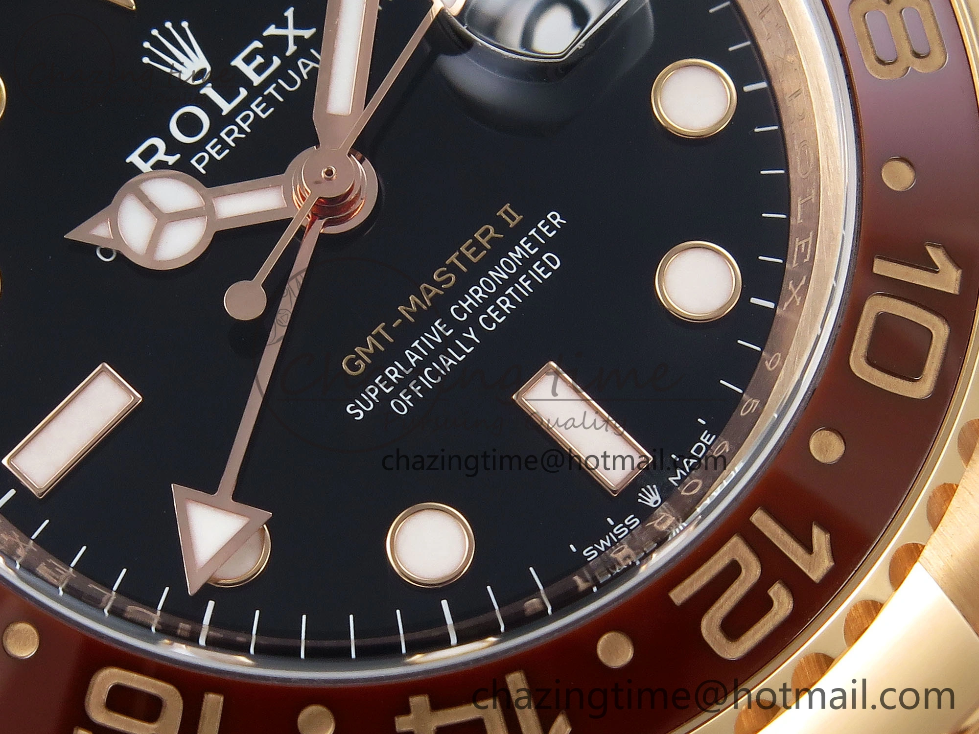 GMT-Master II 126715 CHNR Black Brown Ceramic Clean Factory 1:1 Best Edition on RG Bracelet DD3285