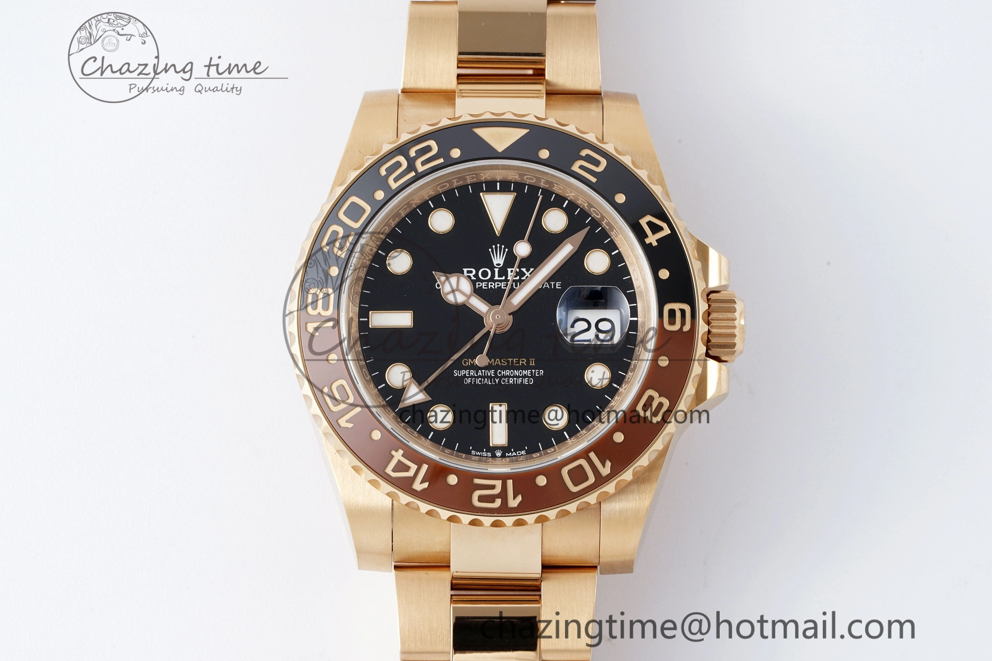 GMT-Master II 126715 CHNR Black Brown Ceramic Clean Factory 1:1 Best Edition on RG Bracelet VR3186