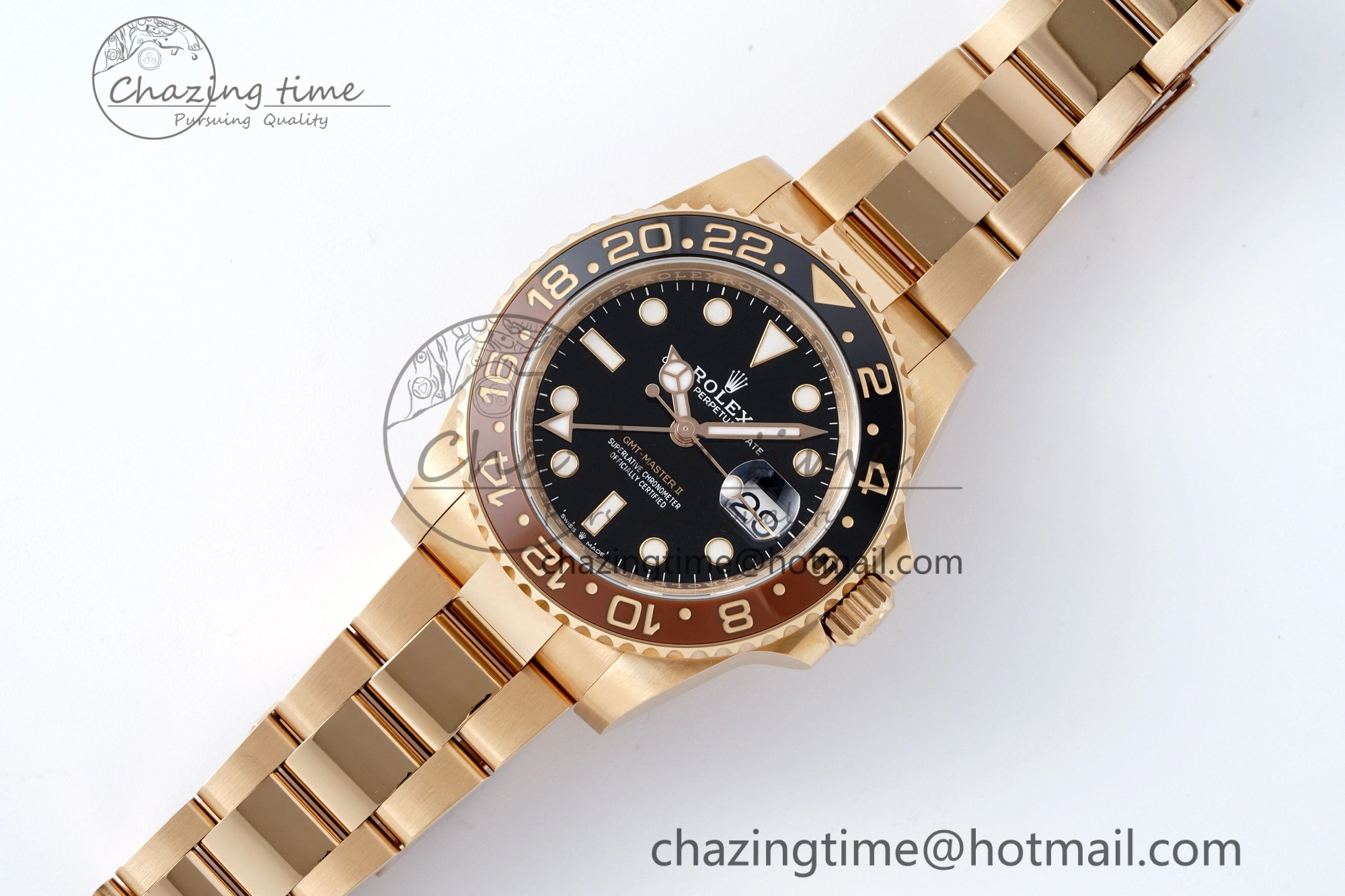 GMT-Master II 126715 CHNR Black Brown Ceramic Clean Factory 1:1 Best Edition on RG Bracelet VR3186