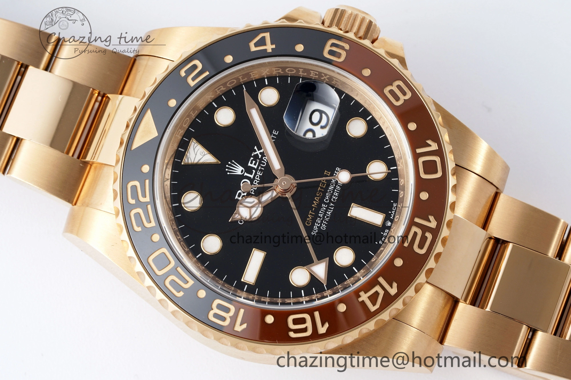 GMT-Master II 126715 CHNR Black Brown Ceramic Clean Factory 1:1 Best Edition on RG Bracelet VR3186