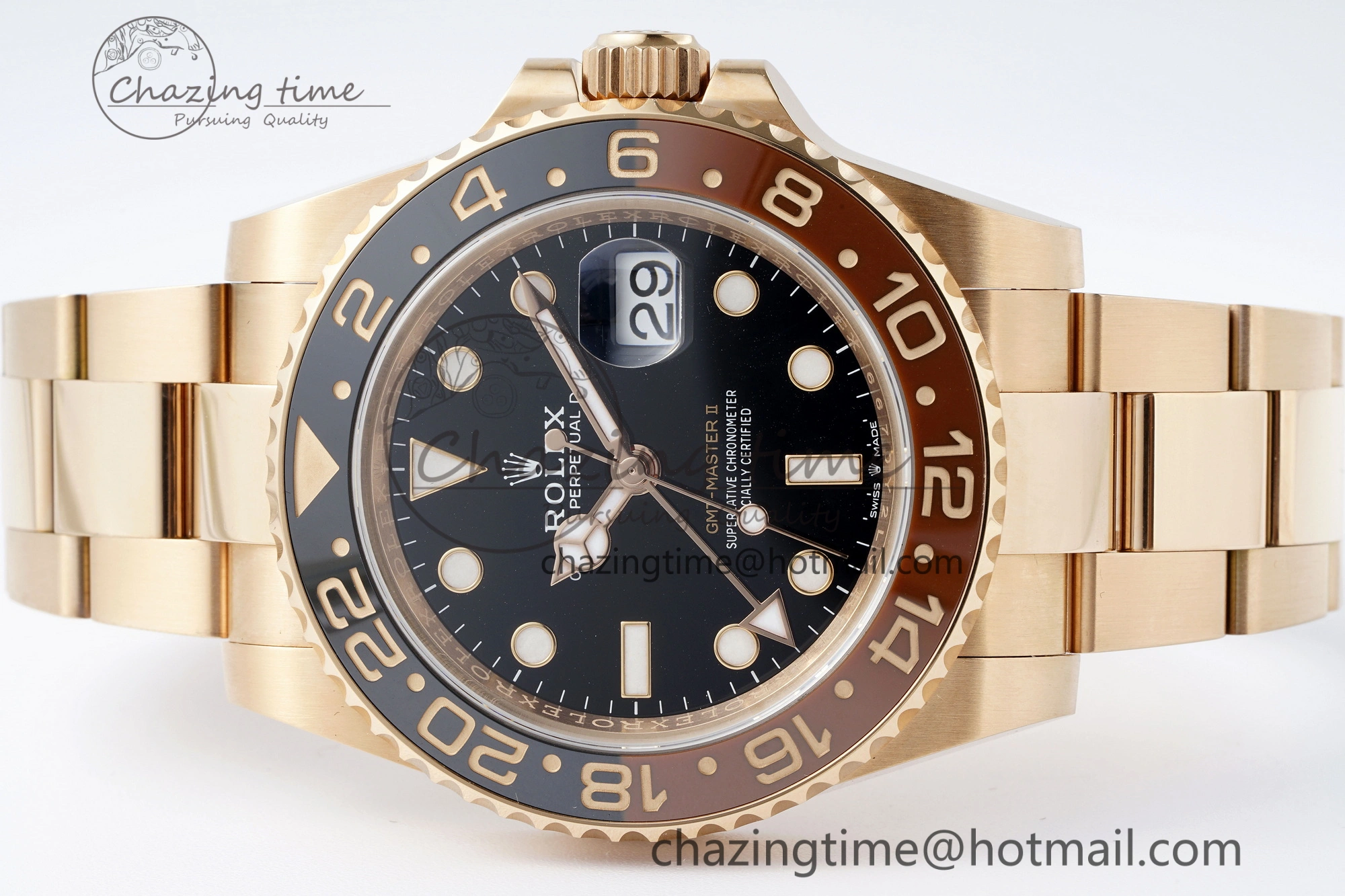GMT-Master II 126715 CHNR Black Brown Ceramic Clean Factory 1:1 Best Edition on RG Bracelet VR3186
