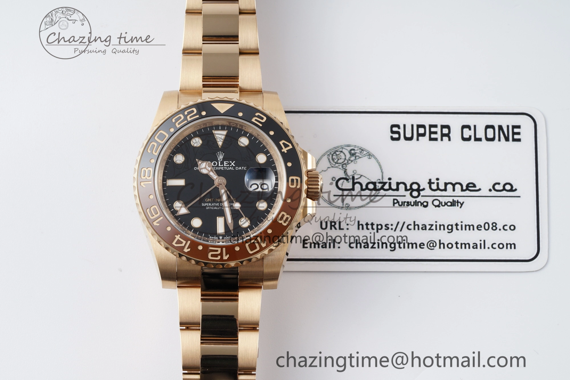 GMT-Master II 126715 CHNR Black Brown Ceramic Clean Factory 1:1 Best Edition on RG Bracelet VR3186