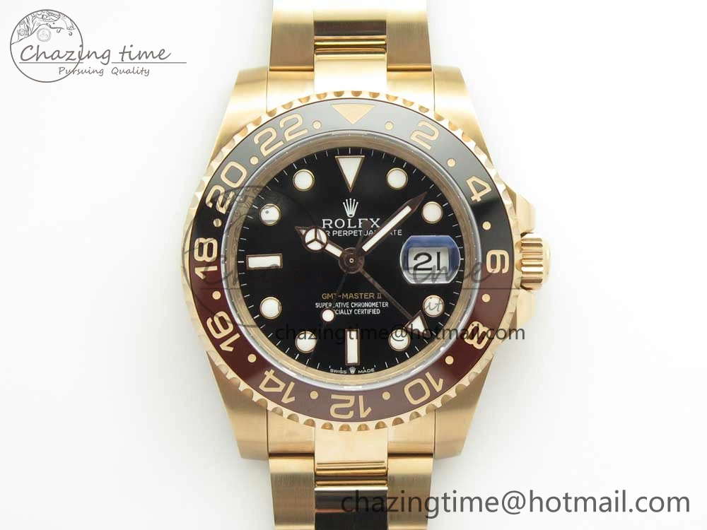 GMT-Master II 126715 CHNR RG BP Maker Best Edition Black Brown Ceramic Bezel Black Dial on RG Bracelet A2836
