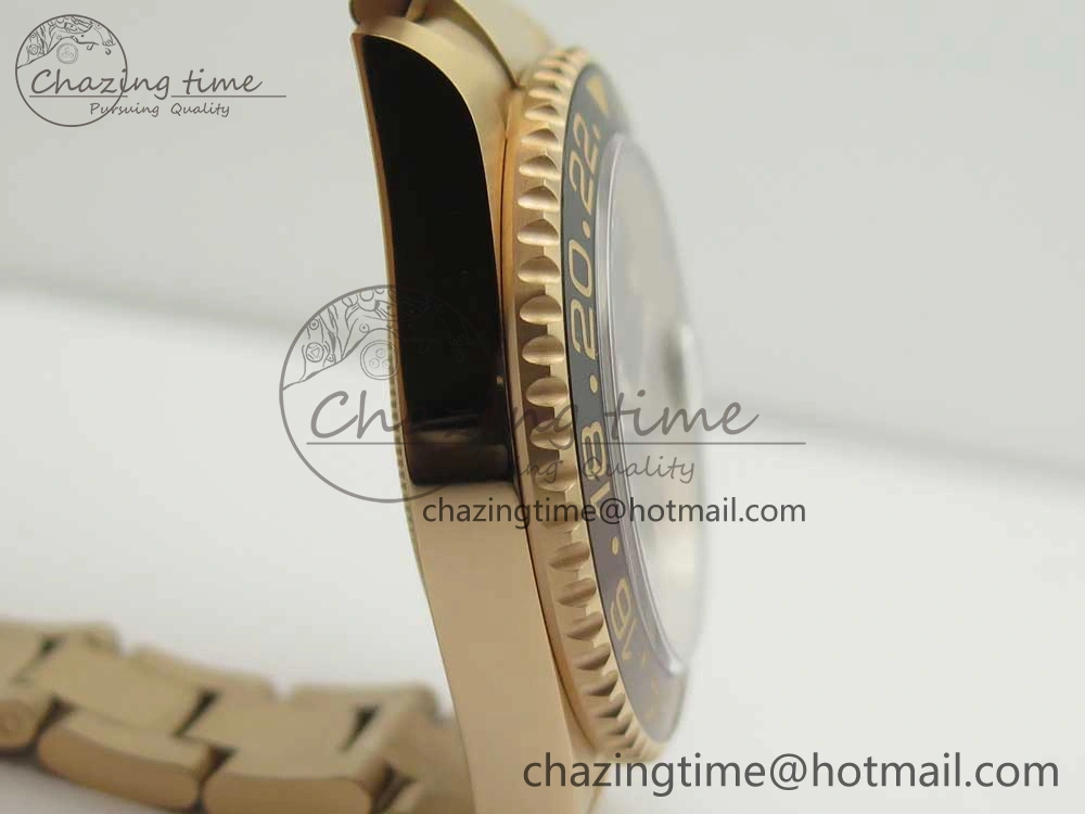GMT-Master II 126715 CHNR RG BP Maker Best Edition Black Brown Ceramic Bezel Black Dial on RG Bracelet A2836