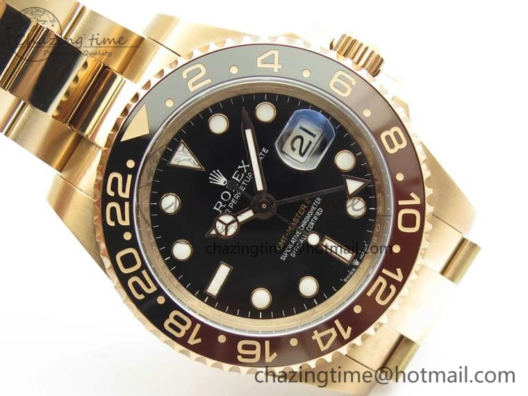 GMT-Master II 126715 CHNR RG BP Maker Best Edition Black Brown Ceramic Bezel Black Dial on RG Bracelet A2836