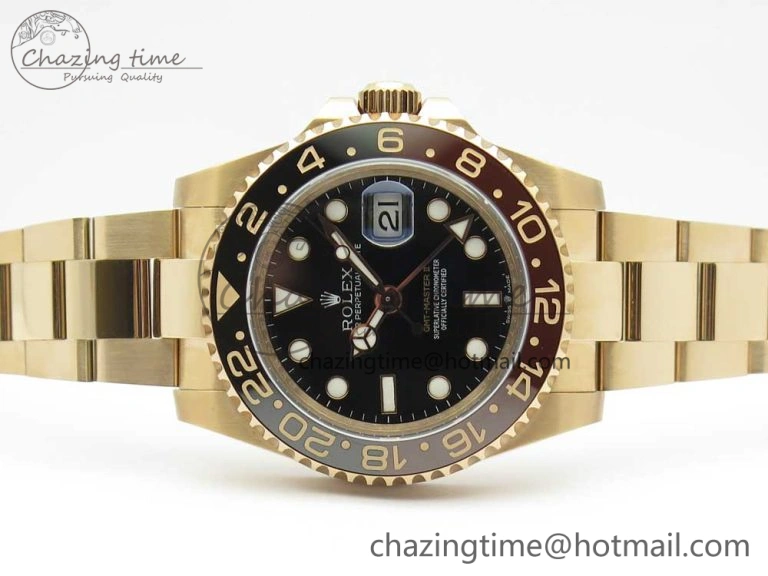 GMT-Master II 126715 CHNR RG BP Maker Best Edition Black Brown Ceramic Bezel Black Dial on RG Bracelet A2836