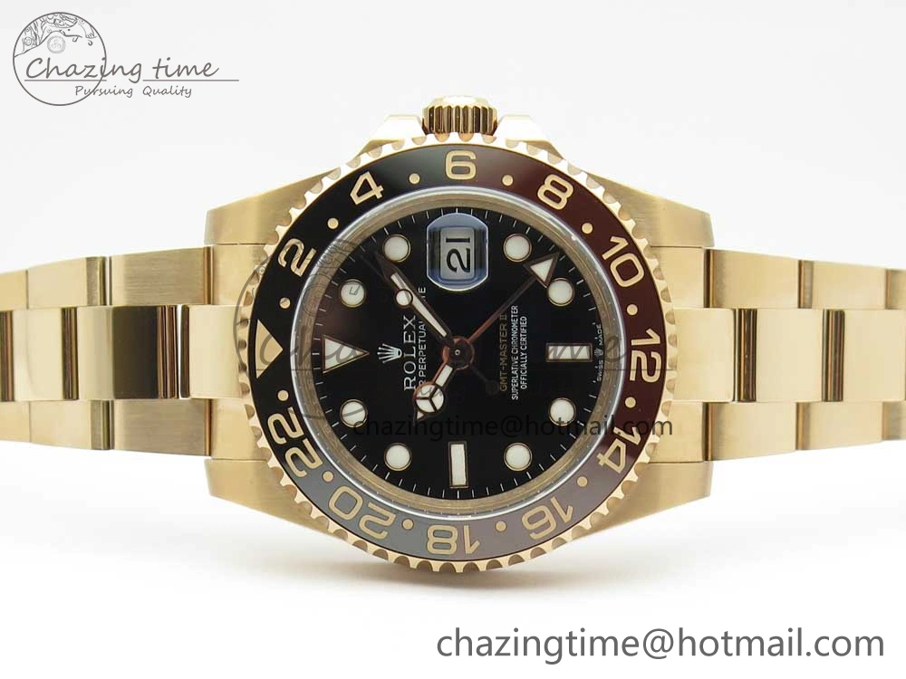 GMT-Master II 126715 CHNR RG BP Maker Best Edition Black Brown Ceramic Bezel Black Dial on RG Bracelet A2836