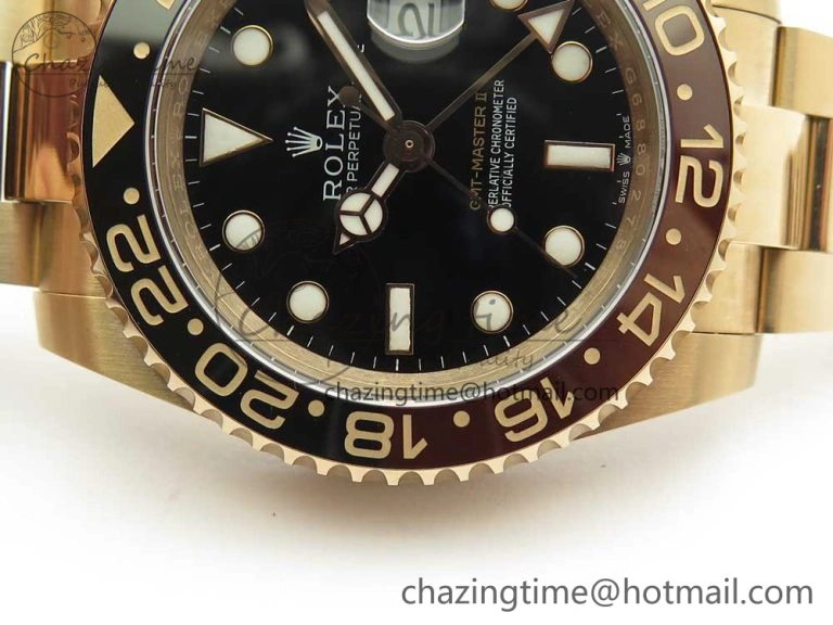GMT-Master II 126715 CHNR RG BP Maker Best Edition Black Brown Ceramic Bezel Black Dial on RG Bracelet A2836