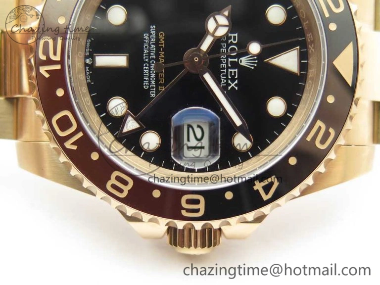 GMT-Master II 126715 CHNR RG BP Maker Best Edition Black Brown Ceramic Bezel Black Dial on RG Bracelet A2836