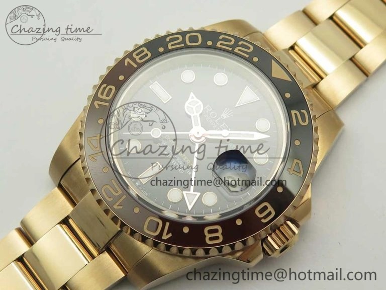 GMT-Master II 126715 CHNR RG BP Maker Best Edition Black Brown Ceramic Bezel Black Dial on RG Bracelet A2836