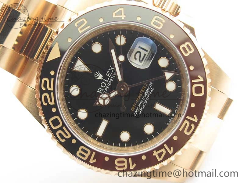 GMT-Master II 126715 RG Wrapped BP Best Edition Black Brown Ceramic Bezel Black Dial on RG Wrapped Bracelet ETA2836