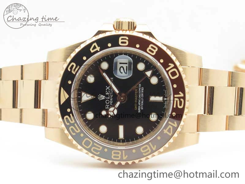 GMT-Master II 126715 RG Wrapped BP Best Edition Black Brown Ceramic Bezel Black Dial on RG Wrapped Bracelet ETA2836