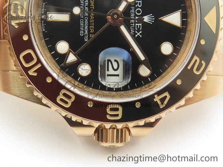 GMT-Master II 126715 RG Wrapped BP Best Edition Black Brown Ceramic Bezel Black Dial on RG Wrapped Bracelet ETA2836