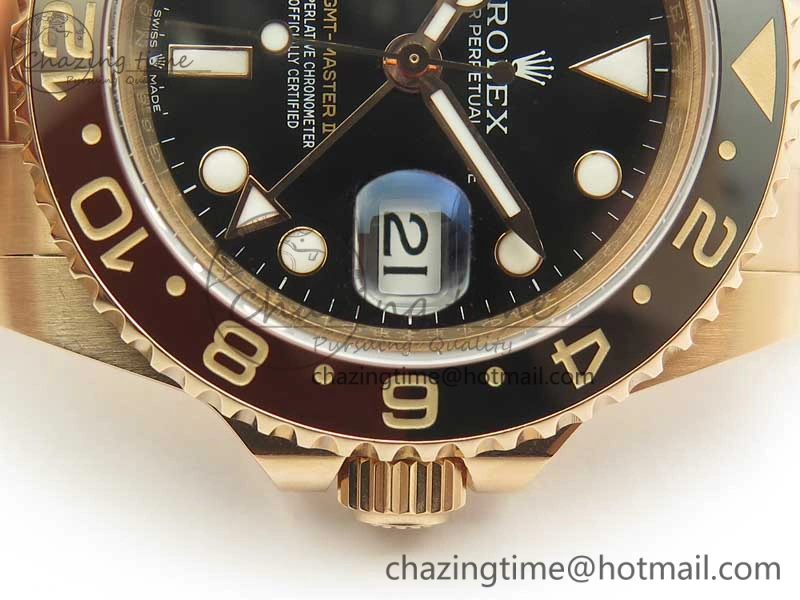 GMT-Master II 126715 RG Wrapped BP Best Edition Black Brown Ceramic Bezel Black Dial on RG Wrapped Bracelet ETA2836