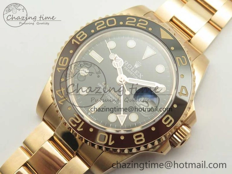 GMT-Master II 126715 RG Wrapped BP Best Edition Black Brown Ceramic Bezel Black Dial on RG Wrapped Bracelet ETA2836