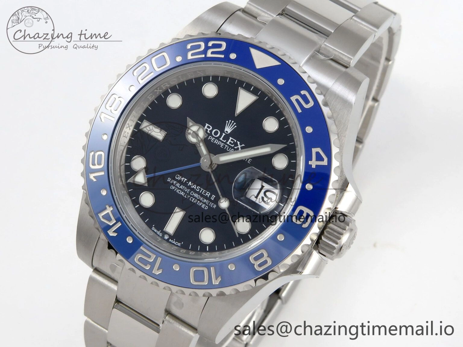 GMT-Master II 126716 BLAKEN 904L 1:1 Best Edition Blue Dial on SS Bracelet SH3285