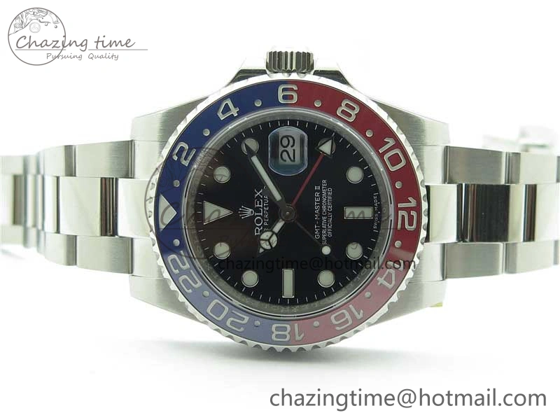 GMT Master II 126719 BLRO Red Blue Ceramic 316L Steel ROF Best Edition Black Dial on SS Bracelet A3186