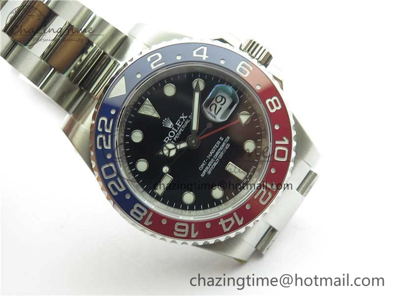 GMT Master II 126719 BLRO Red Blue Ceramic 316L Steel ROF Best Edition Black Dial on SS Bracelet A3186