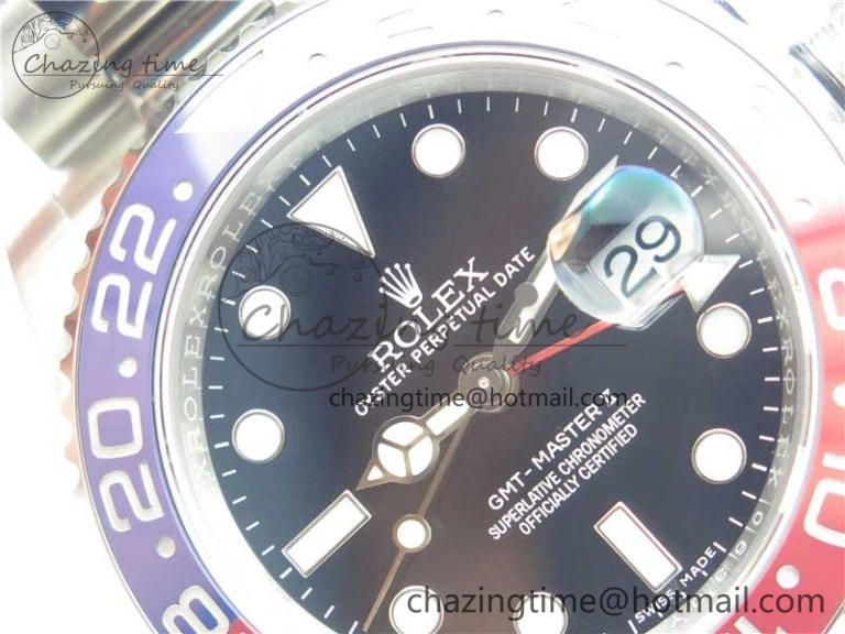 GMT Master II 126719 BLRO Red Blue Ceramic 316L Steel ROF Best Edition Black Dial on SS Bracelet A3186